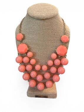 Coral Pink Statement Bib Necklace